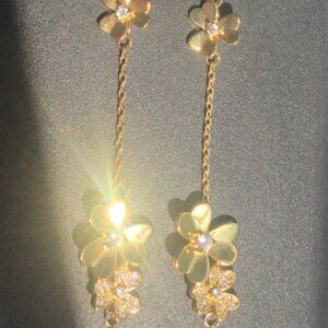 2 PC Frivole Sterling Silver Gold Plated CZ Flower Cubic Zirconia Bracelet 925